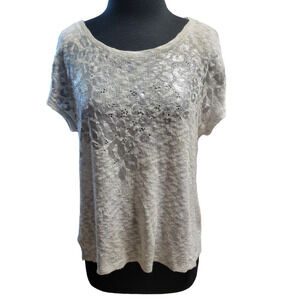 Chico's knit top blouse short sleeve scoop neck sz 1 / S